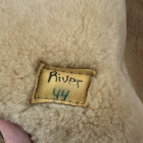 River Mens Vintage 70s Suede Sherpa Lined Vest Size 44 XL Brown Patchwork West - Picture 6 of 10